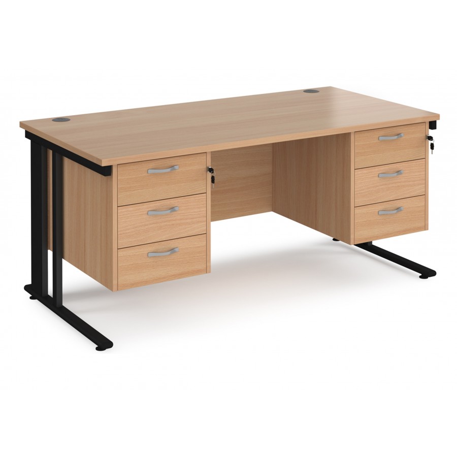 Maestro Cable Managed Desk with Twin Three Drawer Pedestals